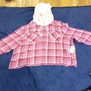 Pink and purple plaid button up shirt